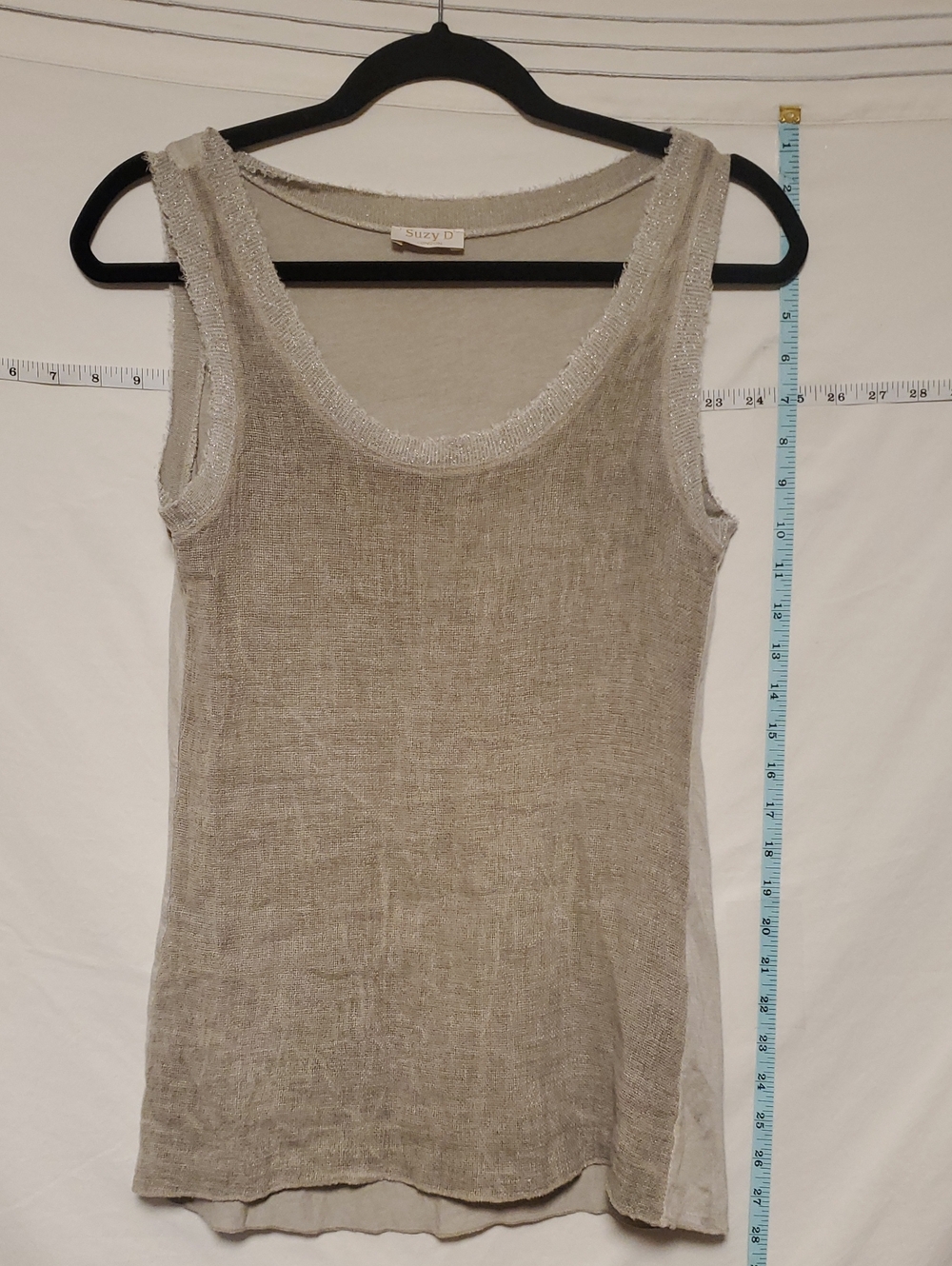 Suzy D London Metallic Trim Top Linen Light Beige Small